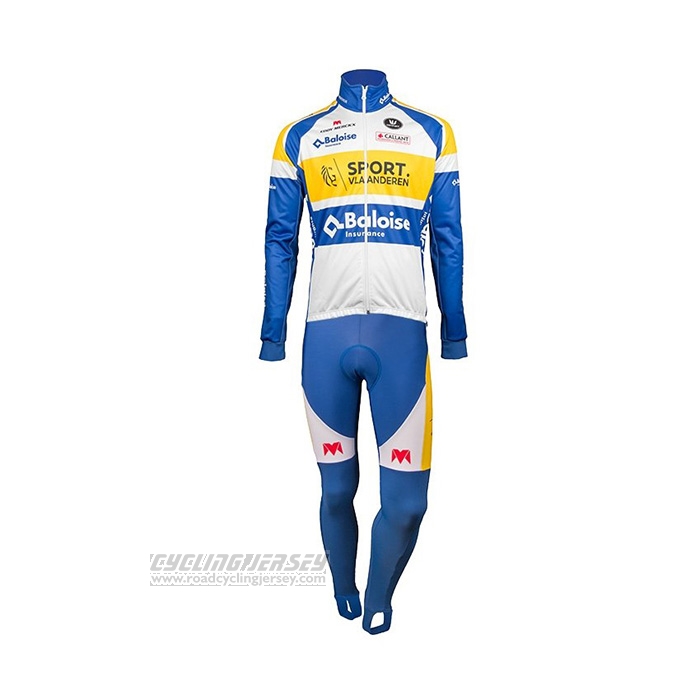 2018 Cycling Jersey Sport Vlaanderen-Baloise Blue White Yellow Long Sleeve and Bib Short